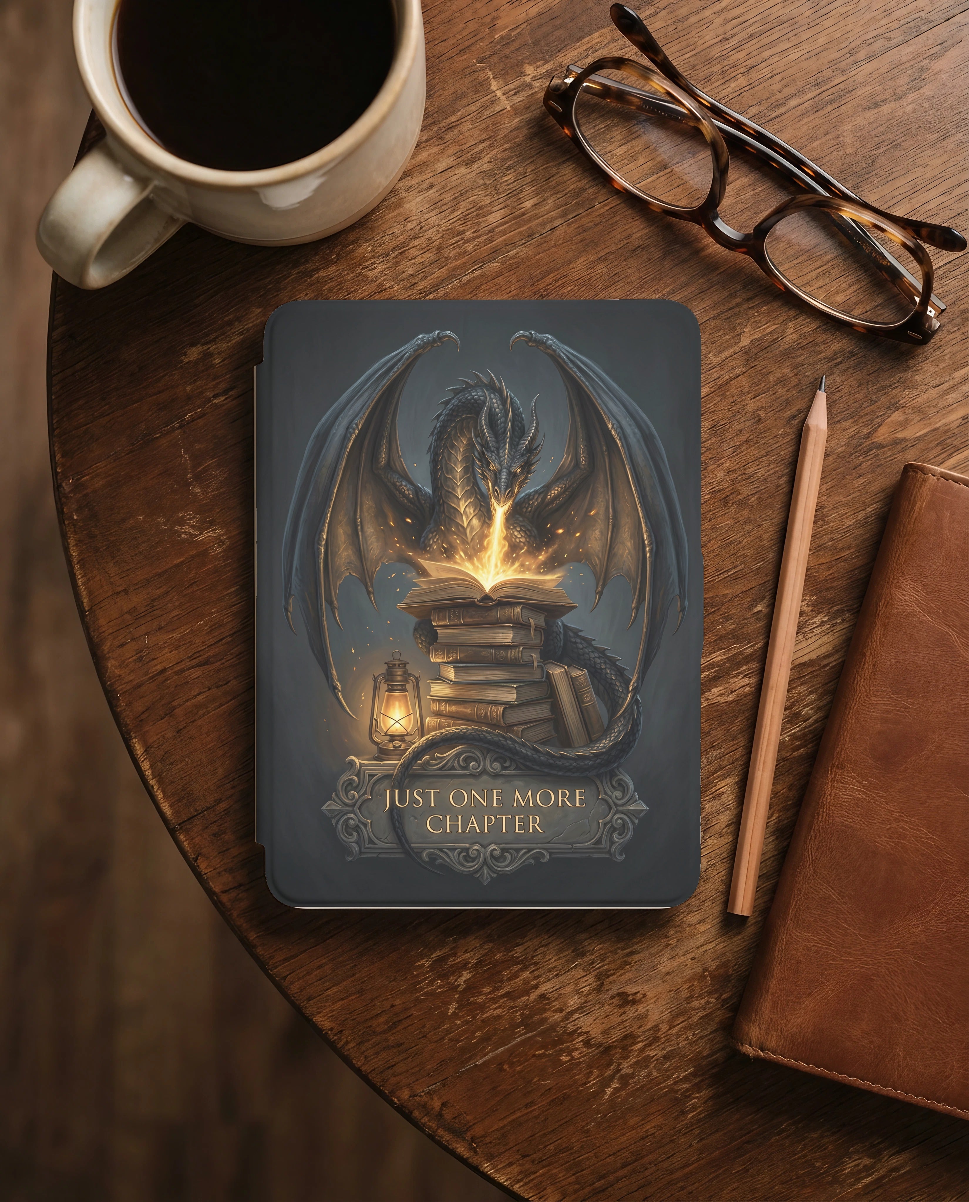 Just One More Chapter Dragon Kindle Case — Fantasy Lover Gift