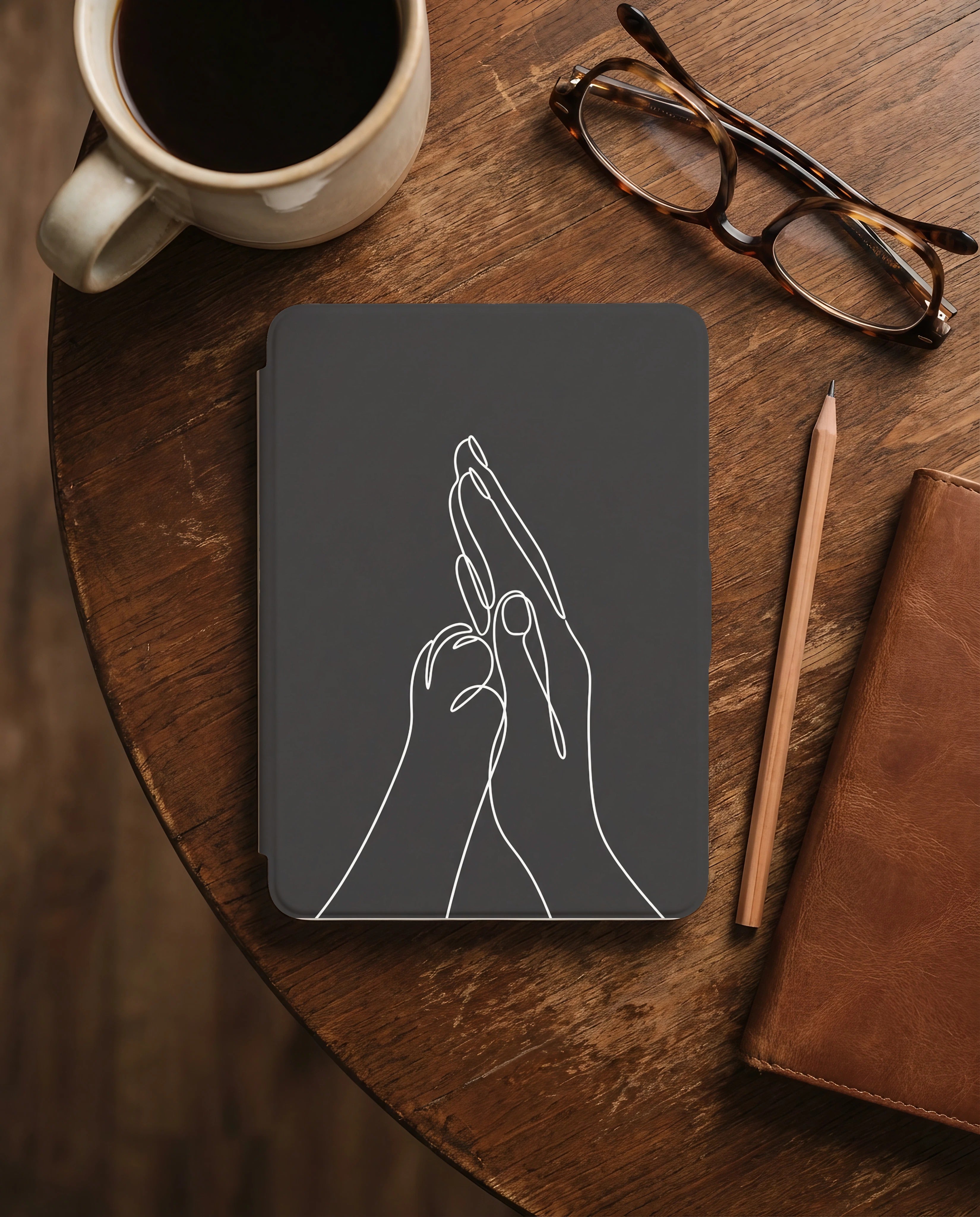 Dog Paw on Hand Kindle Case — Minimalist Line Art Tender Bond Gift