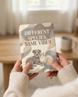 Different Species Same Vibes — Custom Dog & Cat Kindle 12th Gen Case
