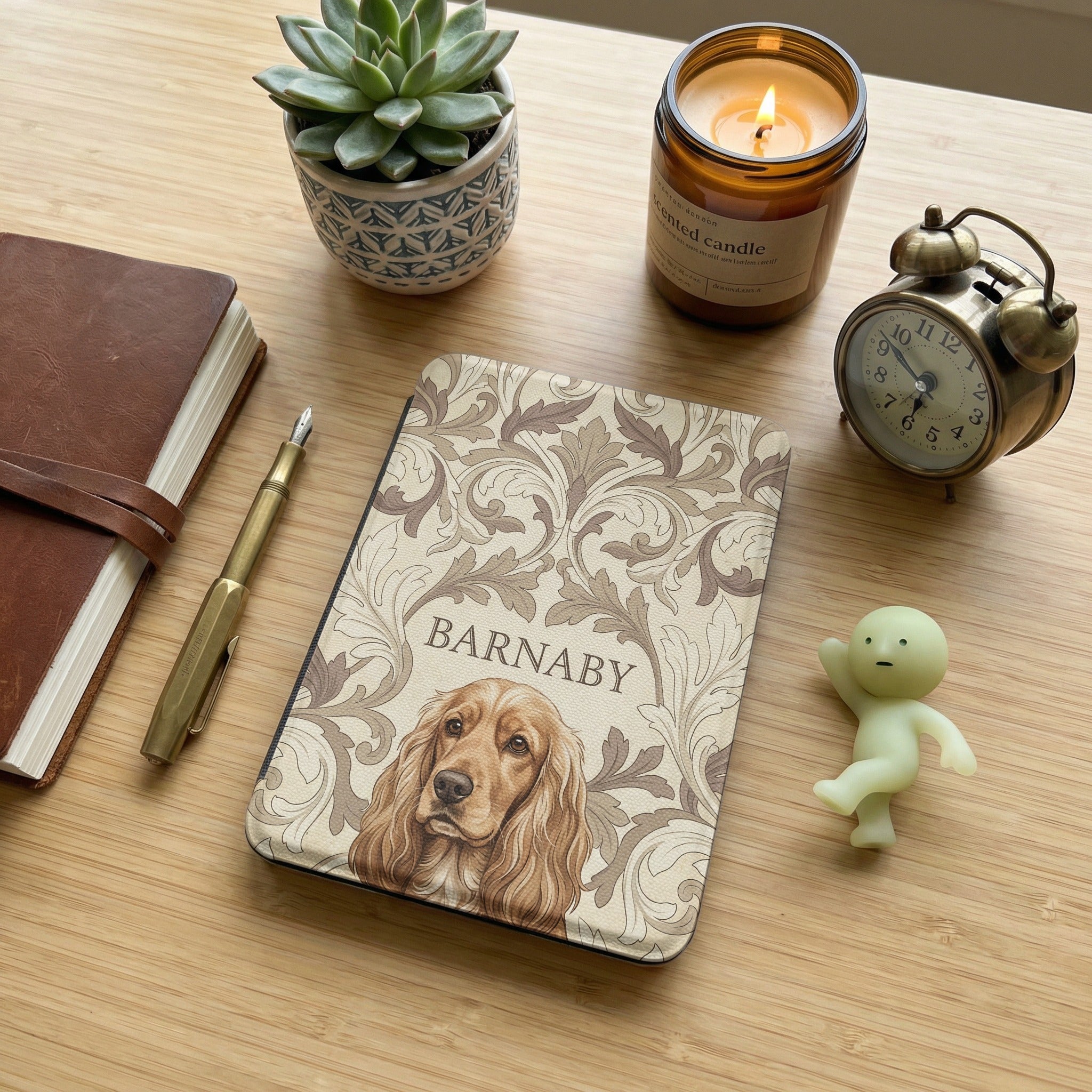 Custom Floral Heritage Style Pet Portrait Kindle Case