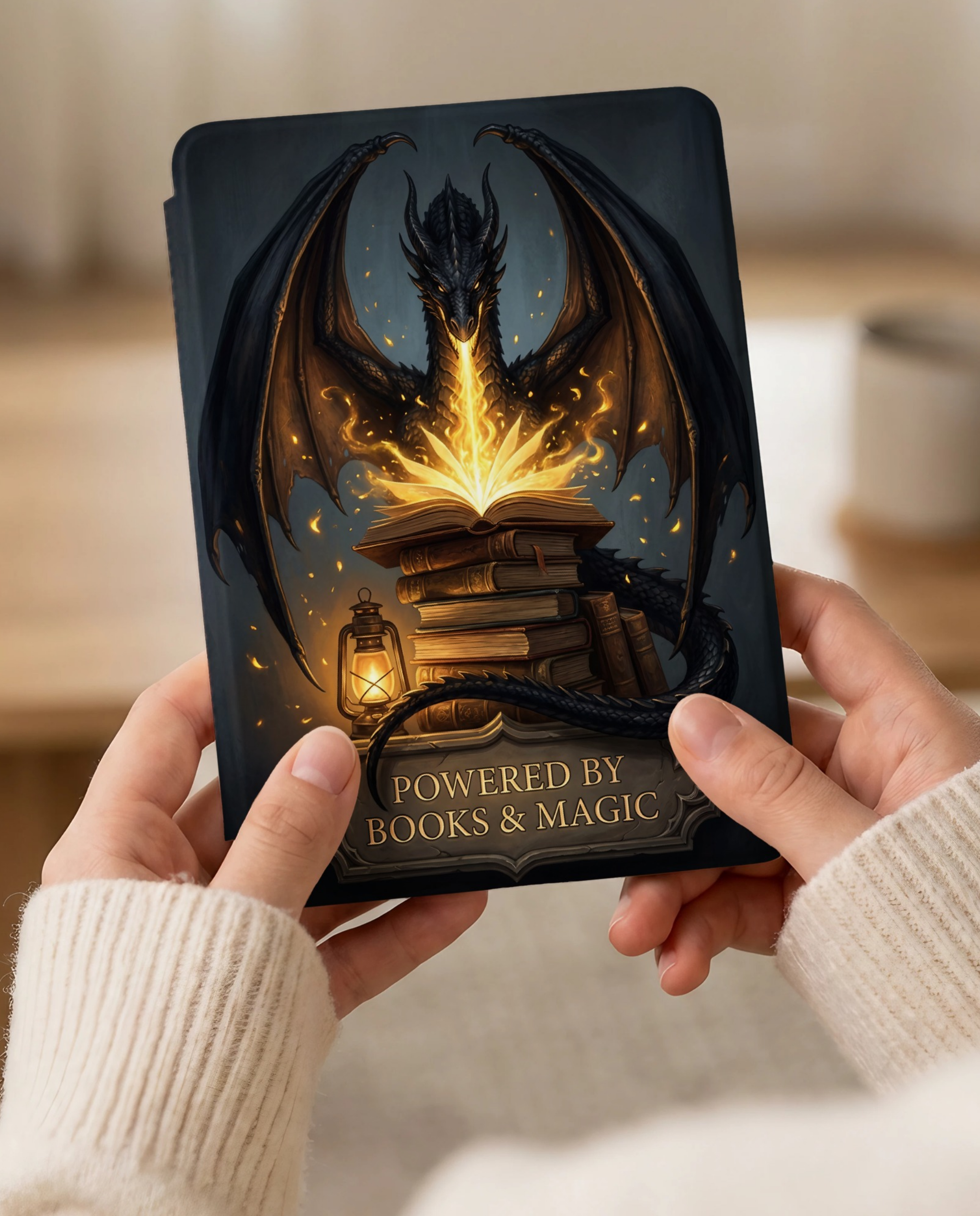 Dragon & Magical Flames Kindle Case — Fantasy Book Lover Gift