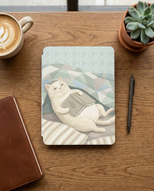 Cat Reading Book Kindle Case — Fits Paperwhite & Colorsoft — Cat Lover Gift