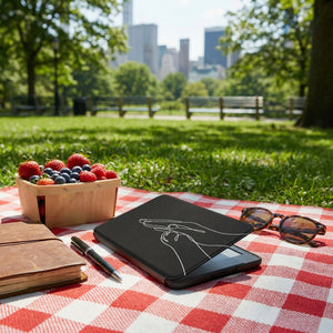 Dog Paw on Hand Kindle Case — Minimalist Line Art Tender Bond Gift