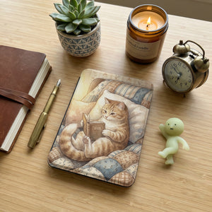 Tabby Cat Reading Kindle Paperwhite Case — Cozy Cat Lover Gift