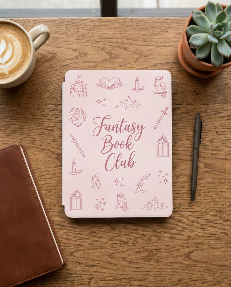 Fantasy Book Club Kindle Case — Dragon Castle Sword Design for BookTok Readers