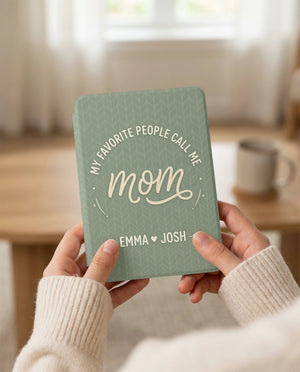 Personalized Mom Kindle Case — Sage Minimal Design with Kids Names Gift