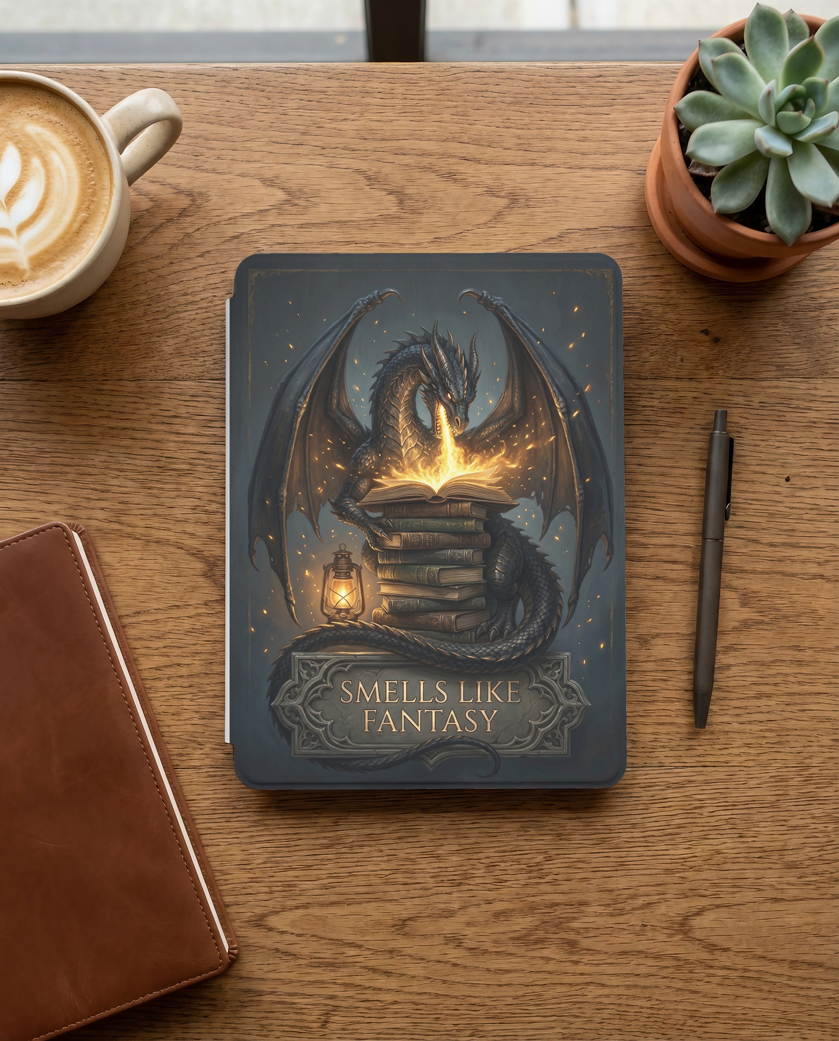 Dragon Guarding Ancient Books Kindle Case — Fantasy Lover Gift