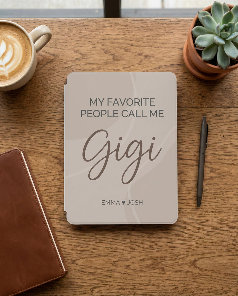 Personalized Gigi Kindle Case — Minimal Design with Grandkids Names Gift