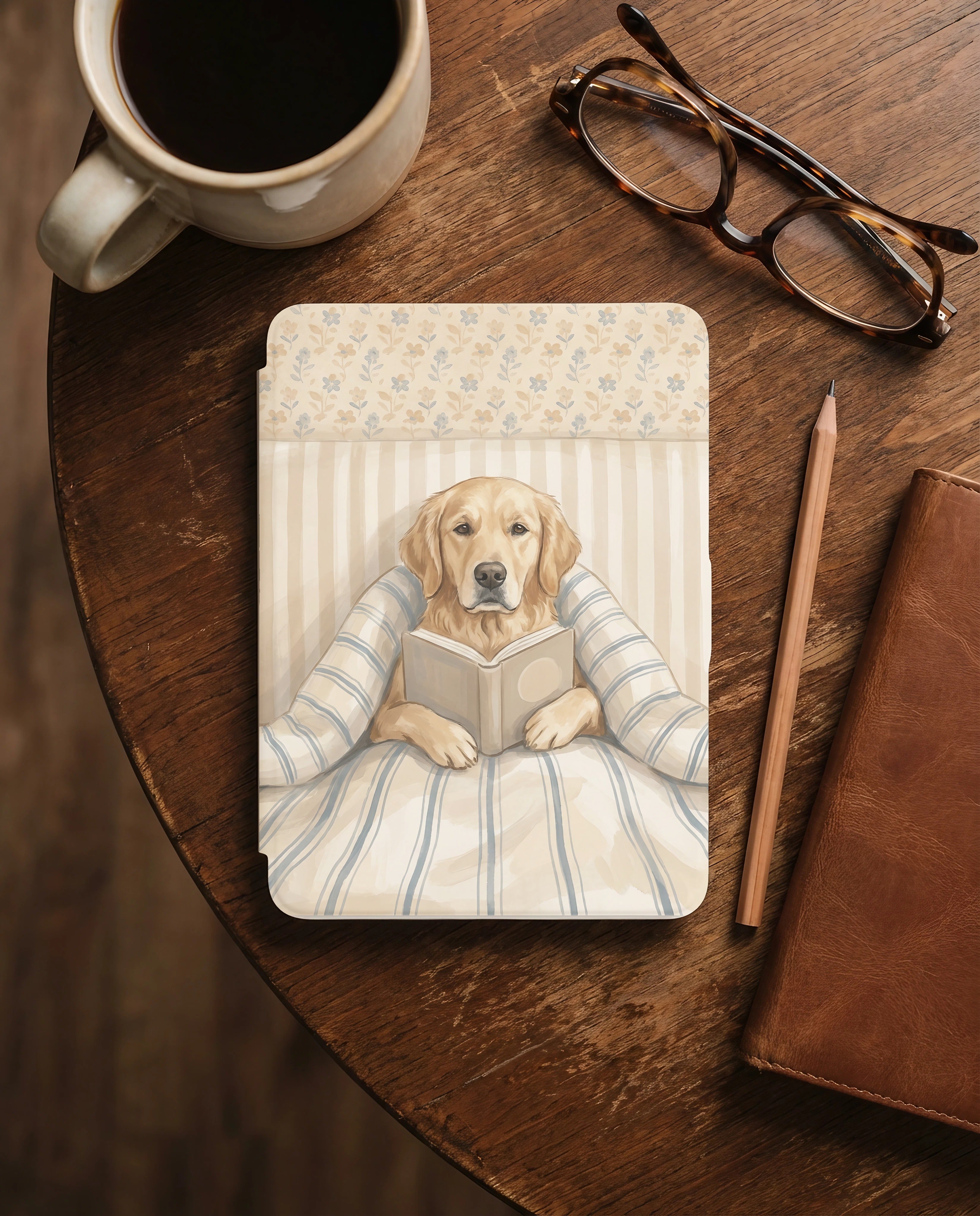 Golden Retriever on Cozy Bedding Kindle Case — Fits Paperwhite & Colorsoft — Dog Lover Gift