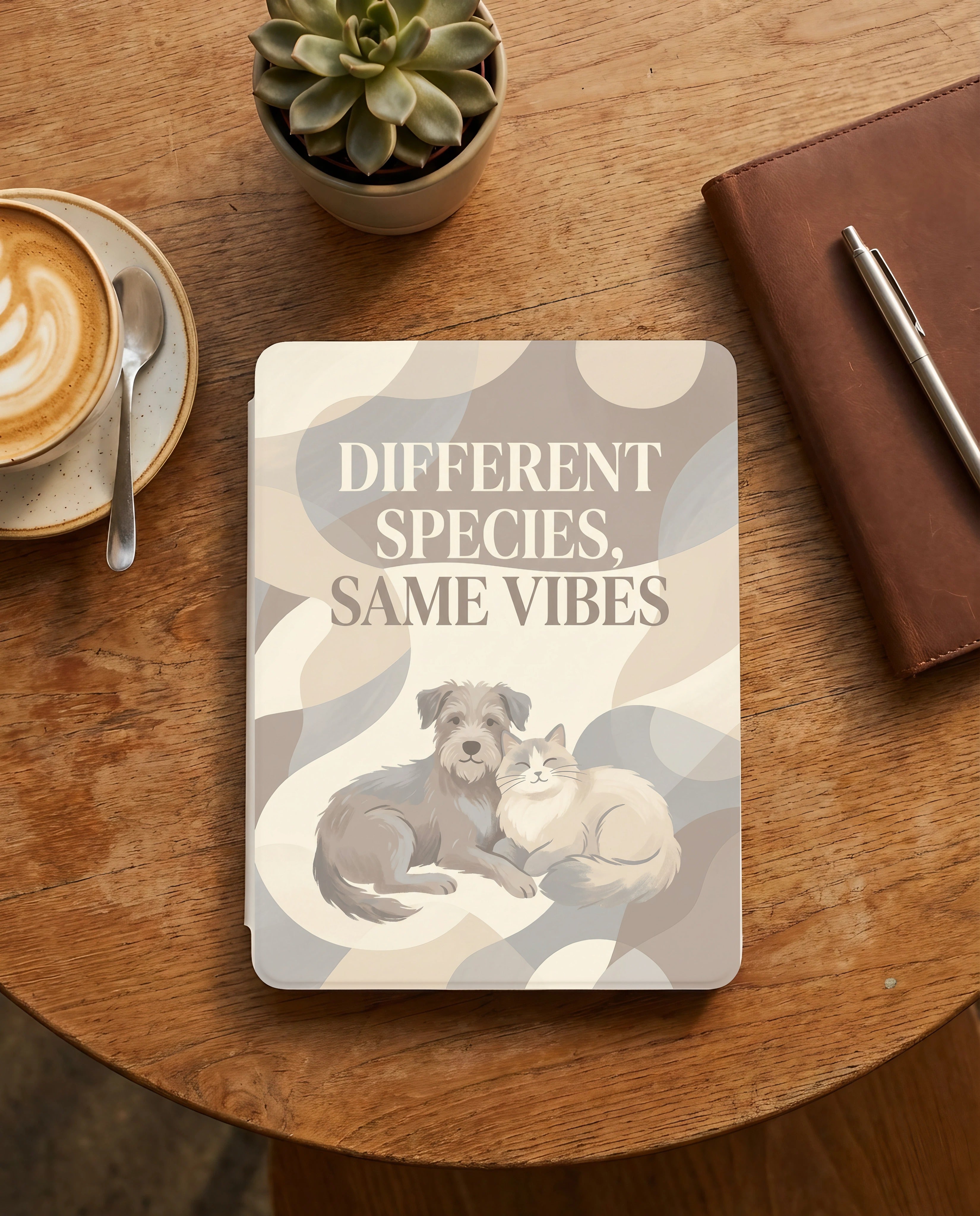 Different Species Same Vibes — Custom Dog & Cat Kindle 12th Gen Case