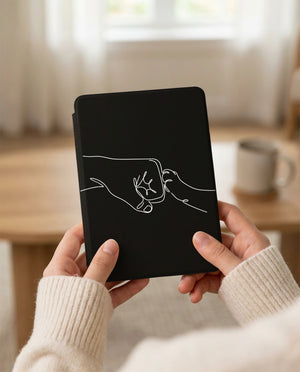 Cat Fist Bump Kindle Paperwhite Case — Minimalist Line Art Pet Bond Gift