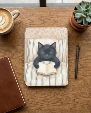 Black Cat Reading Kindle Paperwhite Case — Sleek Gift for Cat Lovers