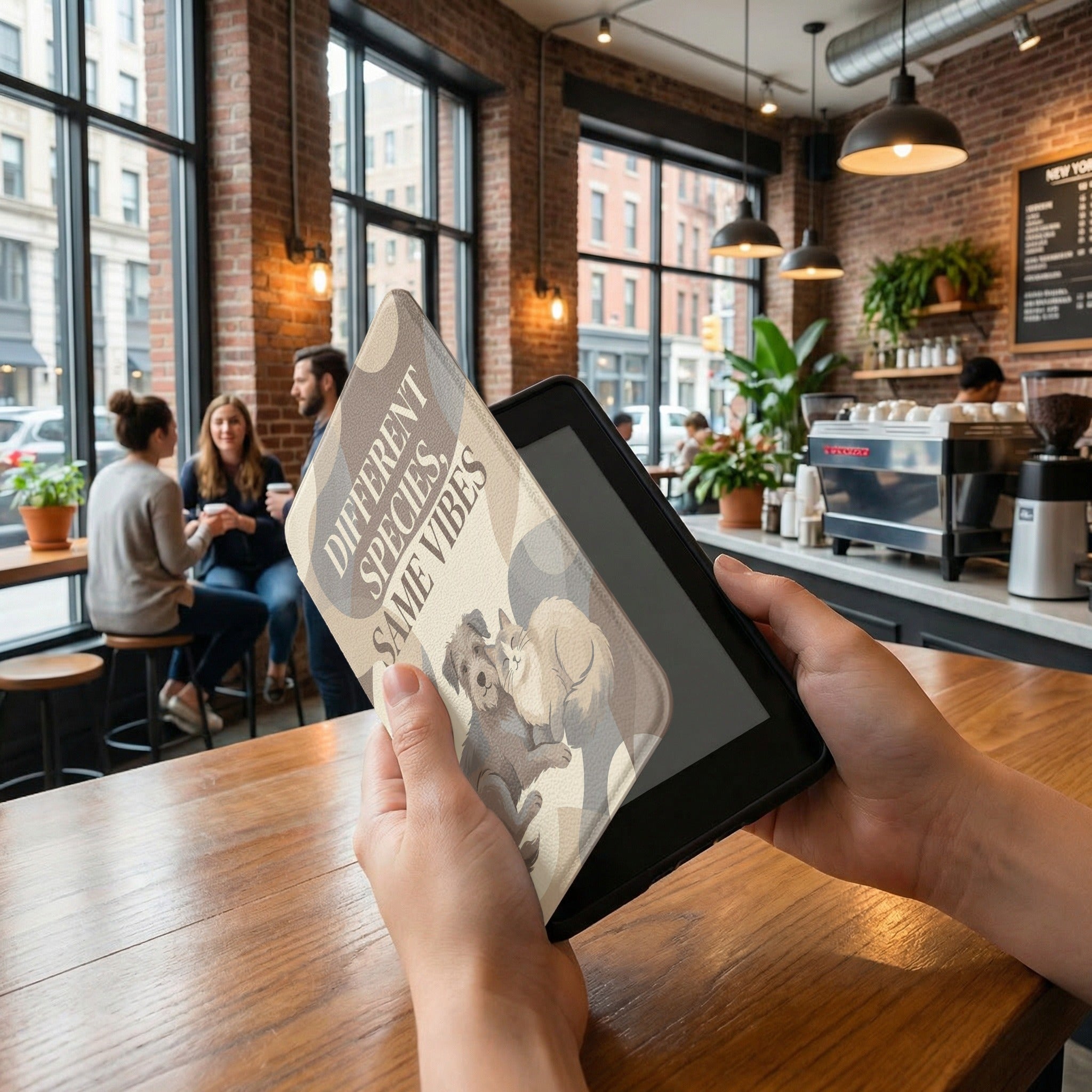 Different Species Same Vibes — Custom Dog & Cat Kindle 12th Gen Case