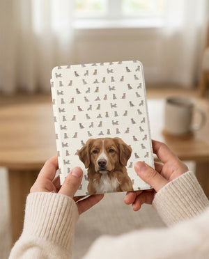 Custom Dog Portrait Kindle Case — Toller with Elegant Silhouette Pattern