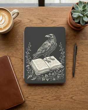 Raven on Book Kindle Case — Gothic Book Lover Gift