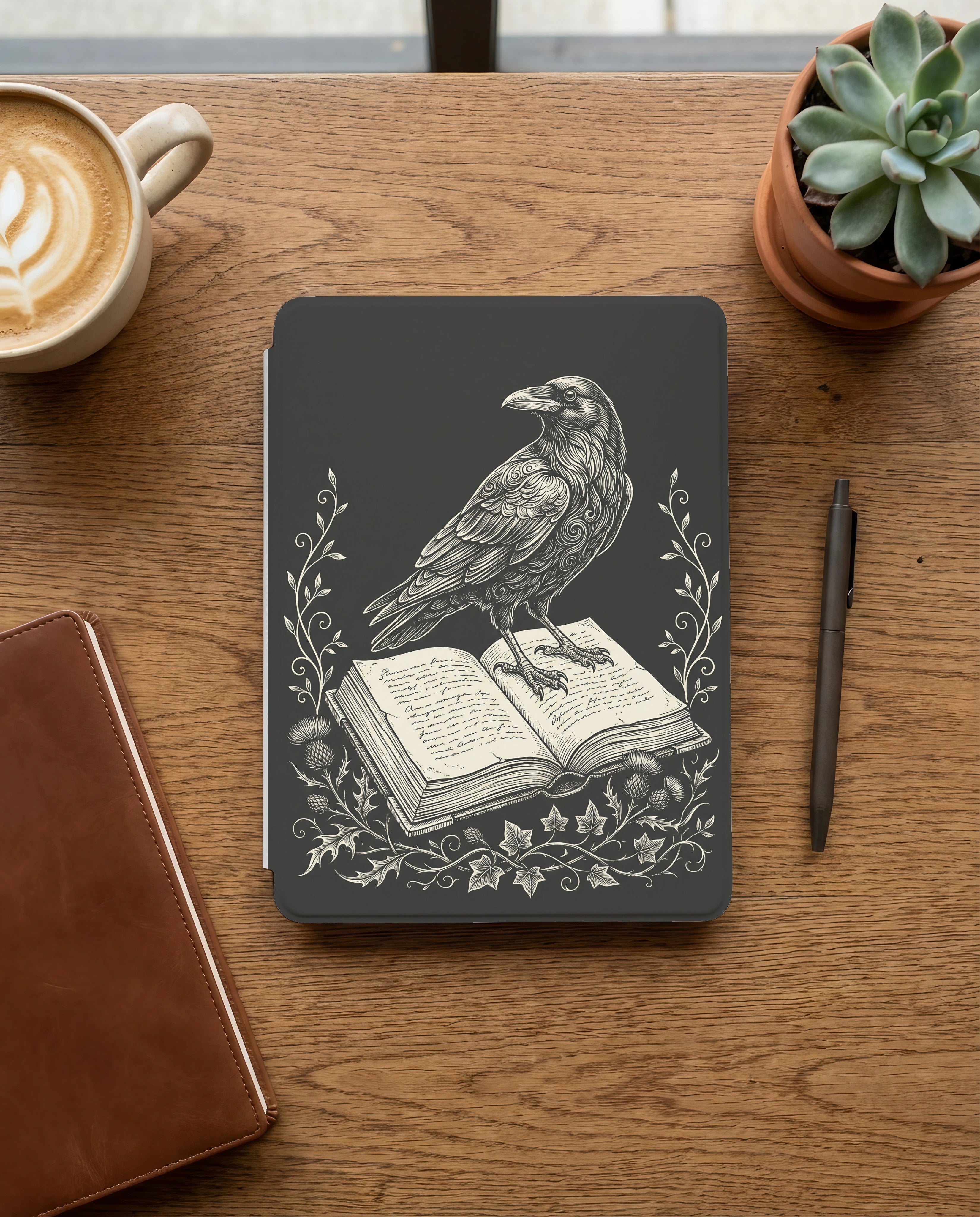 Raven on Book Kindle Case — Gothic Book Lover Gift