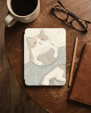 Cute Cat Reading Kindle Colorsoft Case — Gift for Cat Lovers
