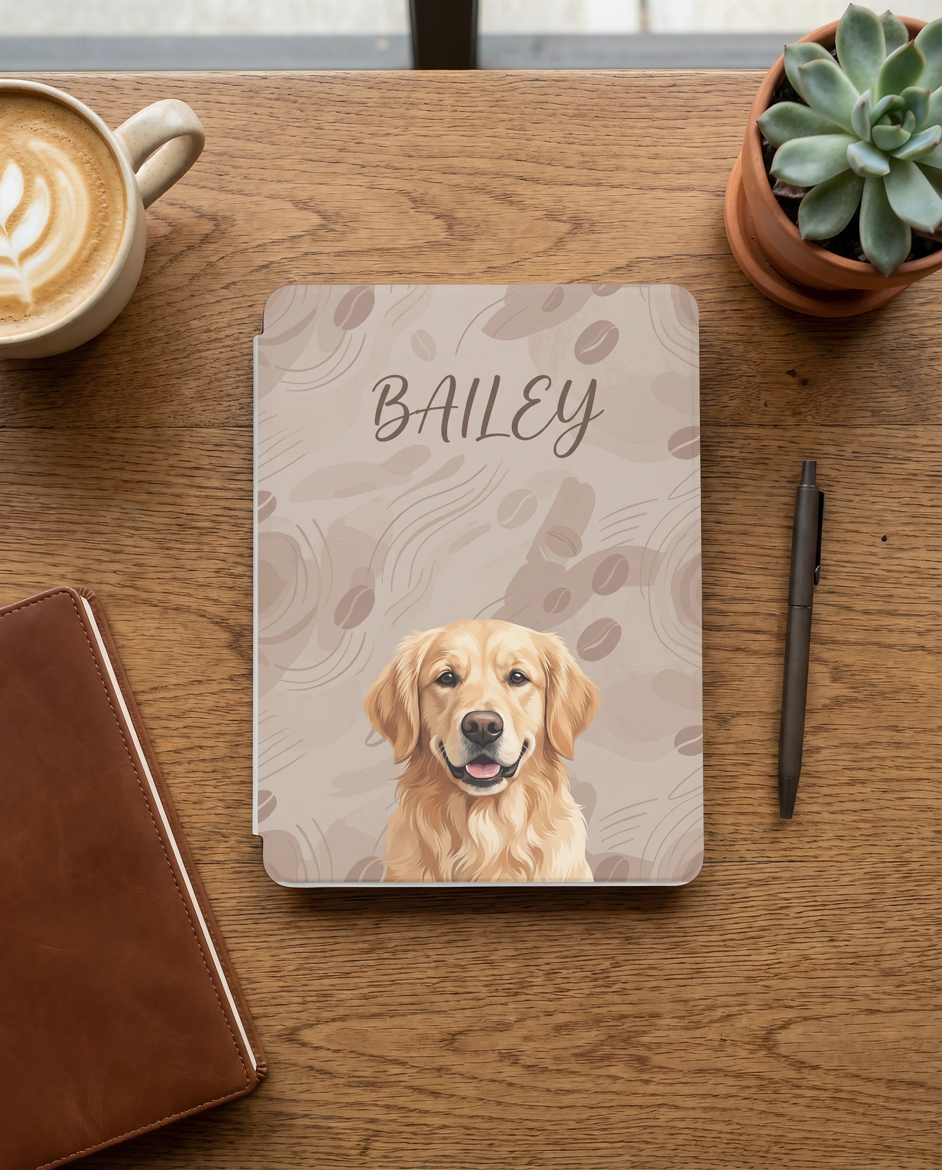 Abstract Personalized Pet Portrait Kindle Paperwhite — Coffee Lovers