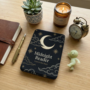Midnight Reader Kindle Case — Lost in Stars Larger Moon Serene