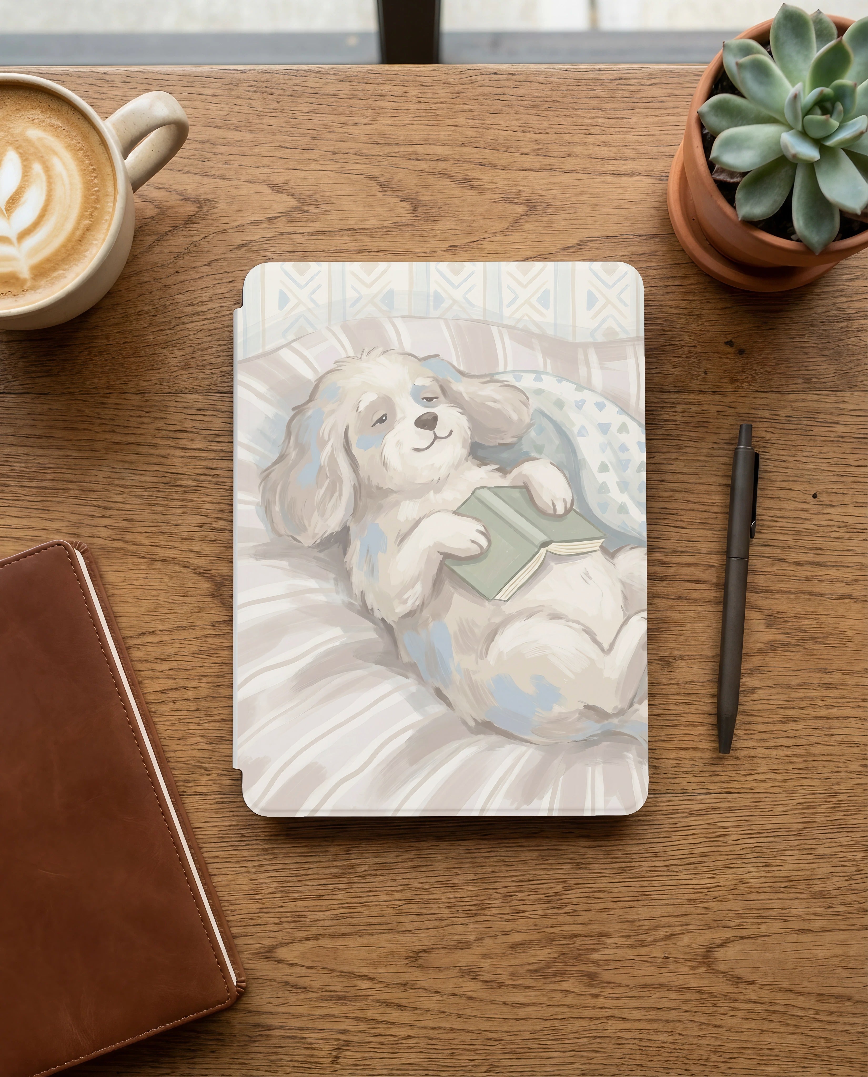 Cute Puppy Reading Kindle Case — Fits Paperwhite & Colorsoft — Adorable Dog Lover Gift