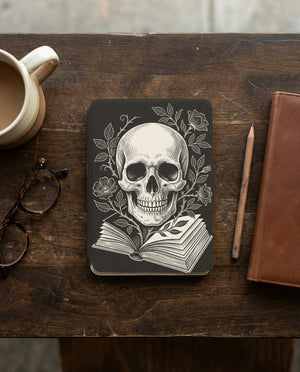 Large Skull on Book Kindle Case — Gothic Book Lover Gift