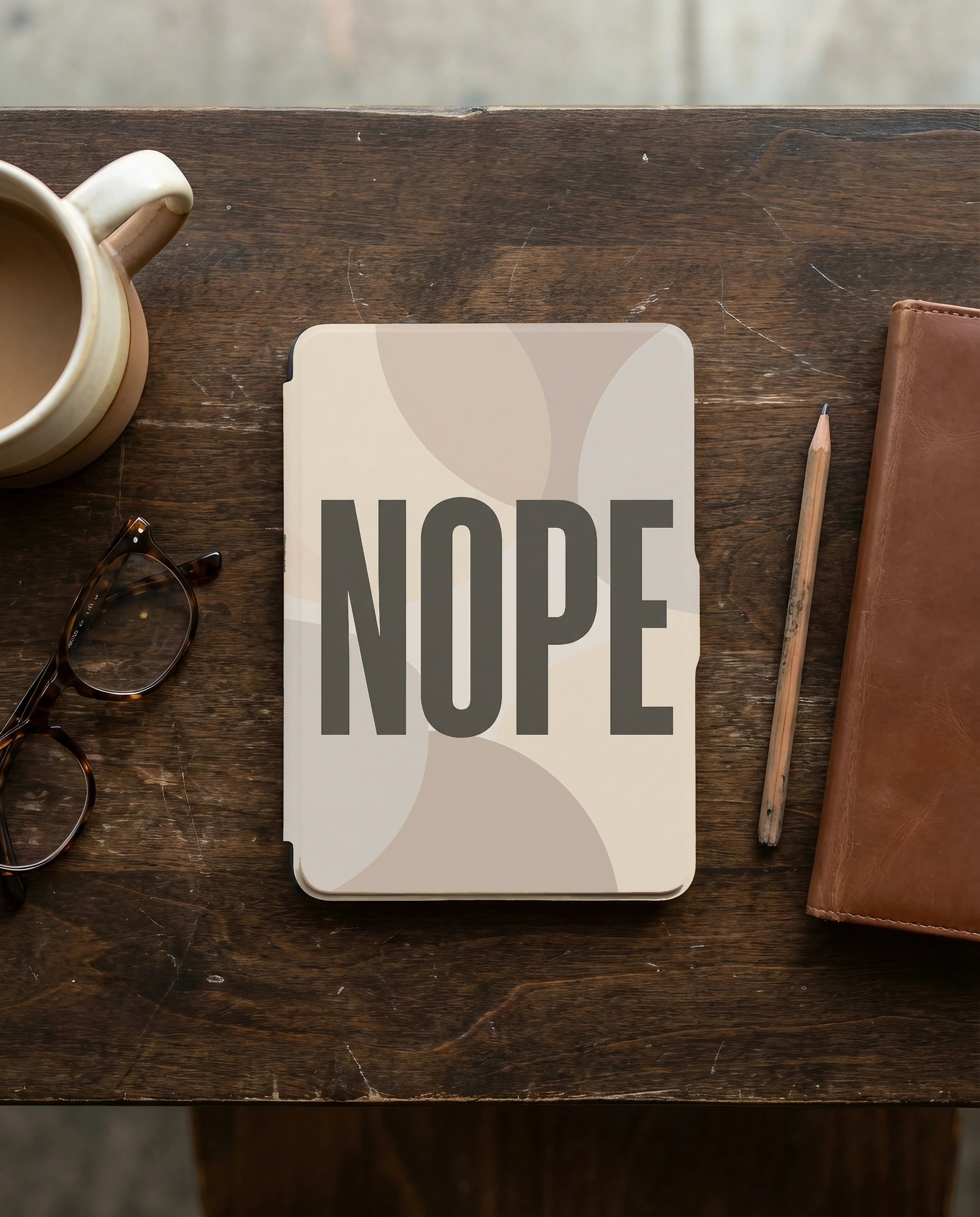 Nope Bold Typography Sarcastic Kindle Case - Sarcastic Reader Gift