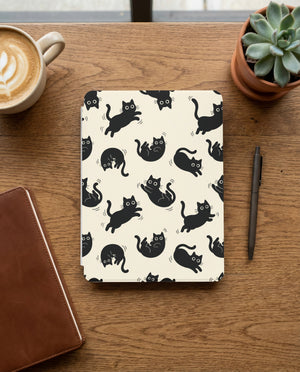 Black Cat Pattern Kindle Colorsoft Case — Minimalist Cream Cat Lover Gift
