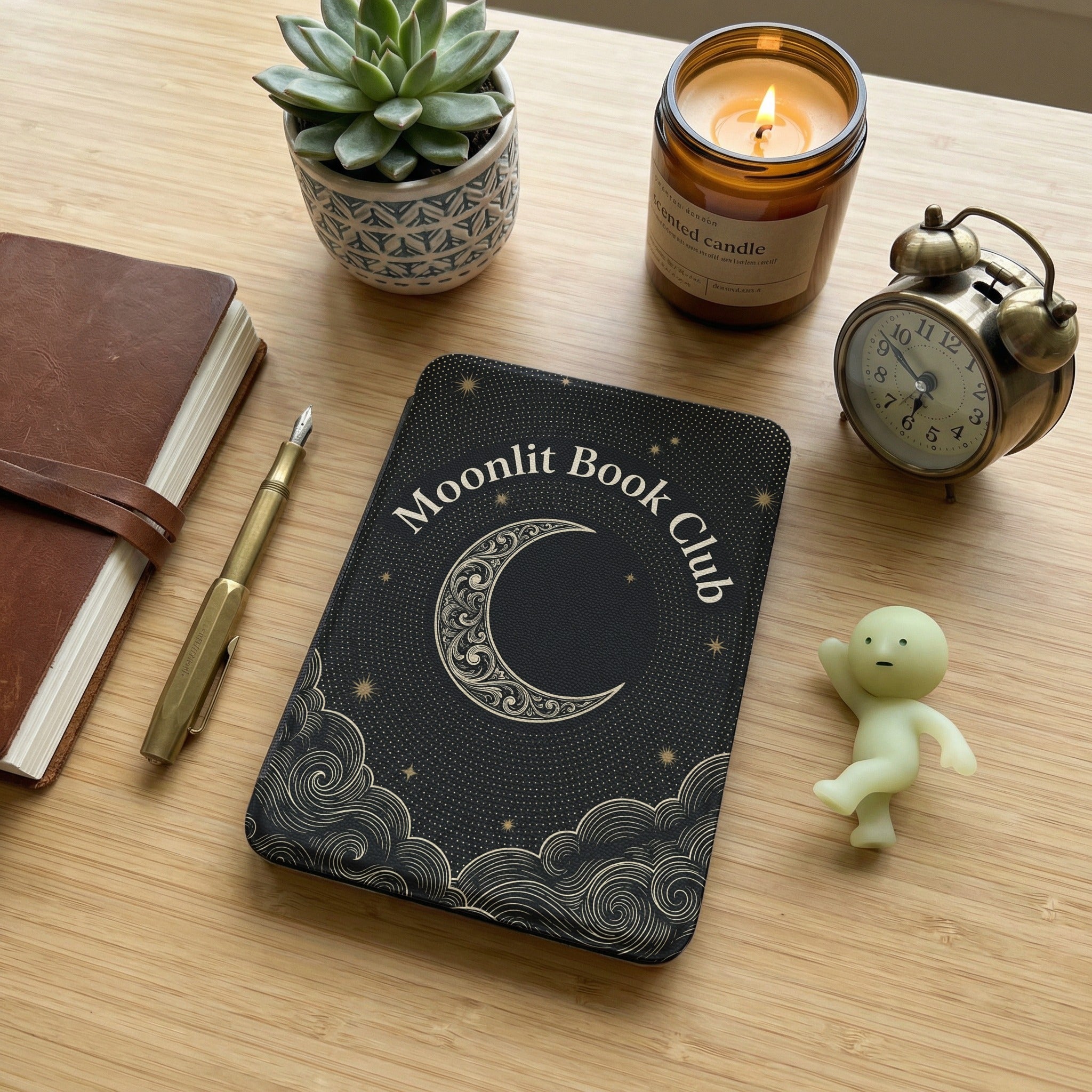 Moonlit Book Club Kindle Case — Ornate Tarot Frame Mystical Design