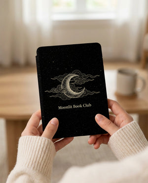 Moonlit Book Club Kindle Paperwhite Case — Minimalist Moon Emblem