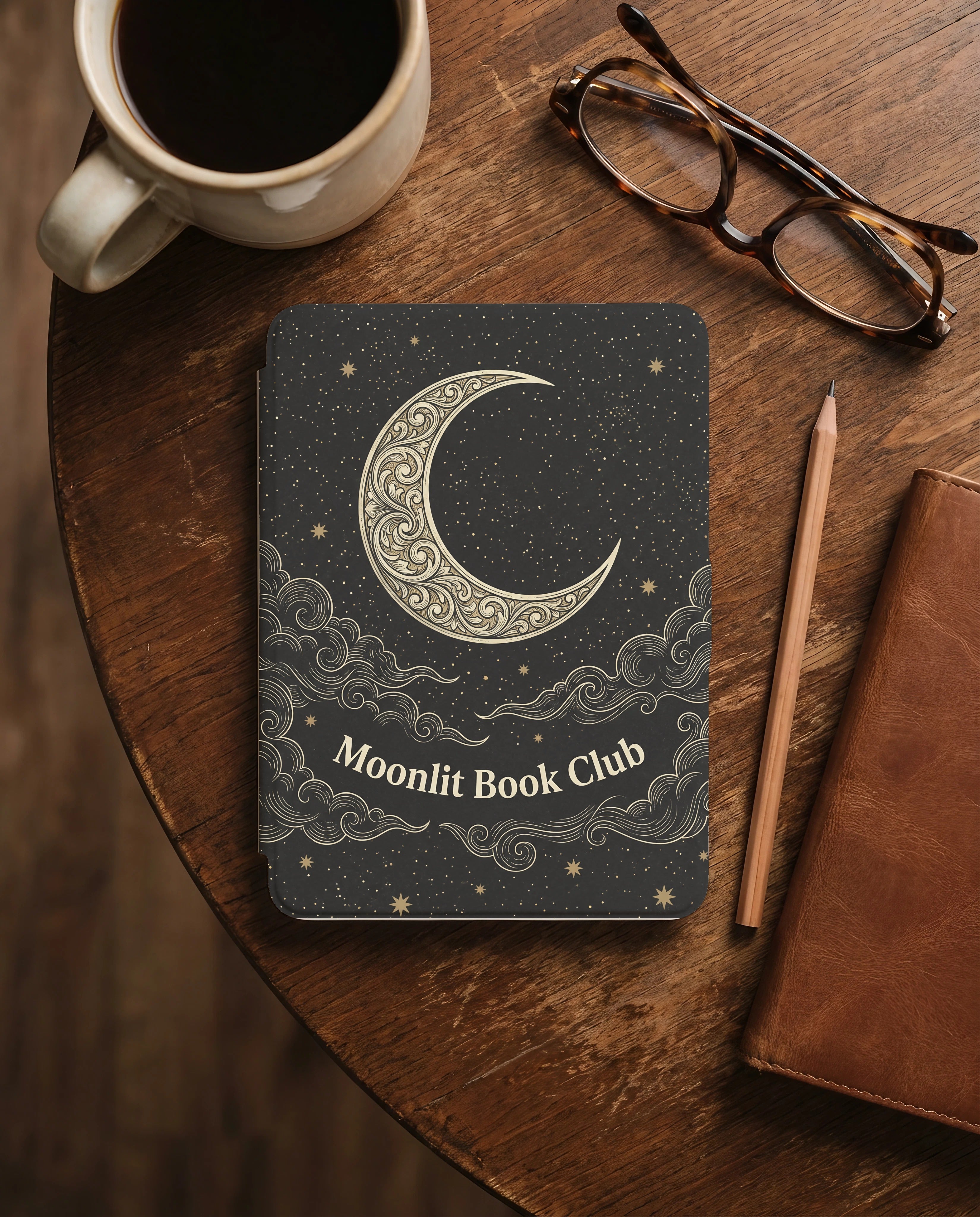 Moonlit Book Club Kindle Case — Grand Ornate Crescent Victorian Design