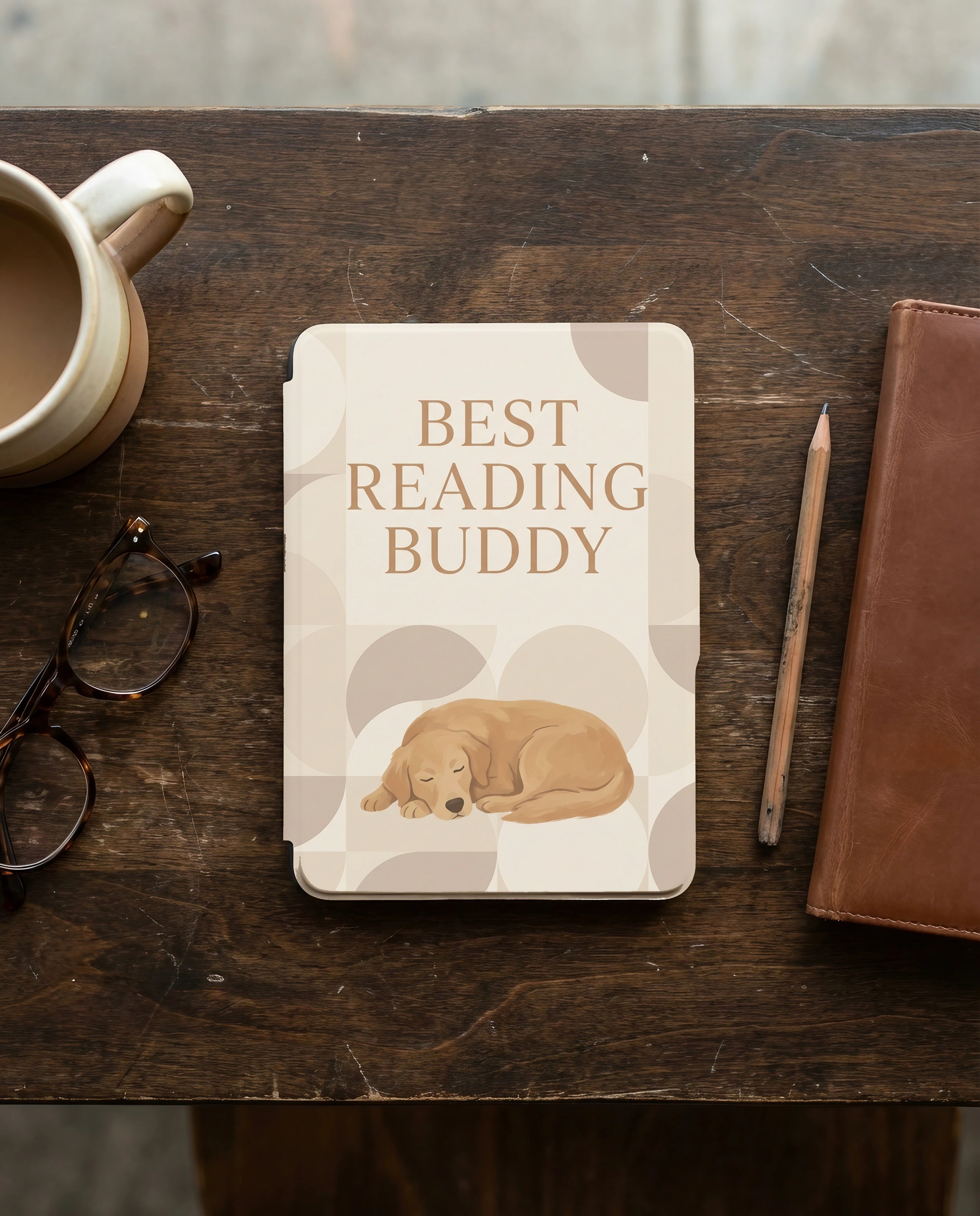 Best Reading Buddy Custom Kindle Case — Sleeping Dog Portrait
