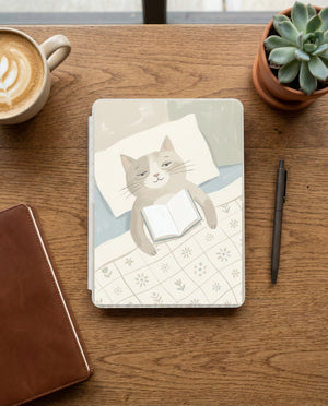 Cozy Cat Reading Kindle Paperwhite Case — Charming Gift for Cat Lovers