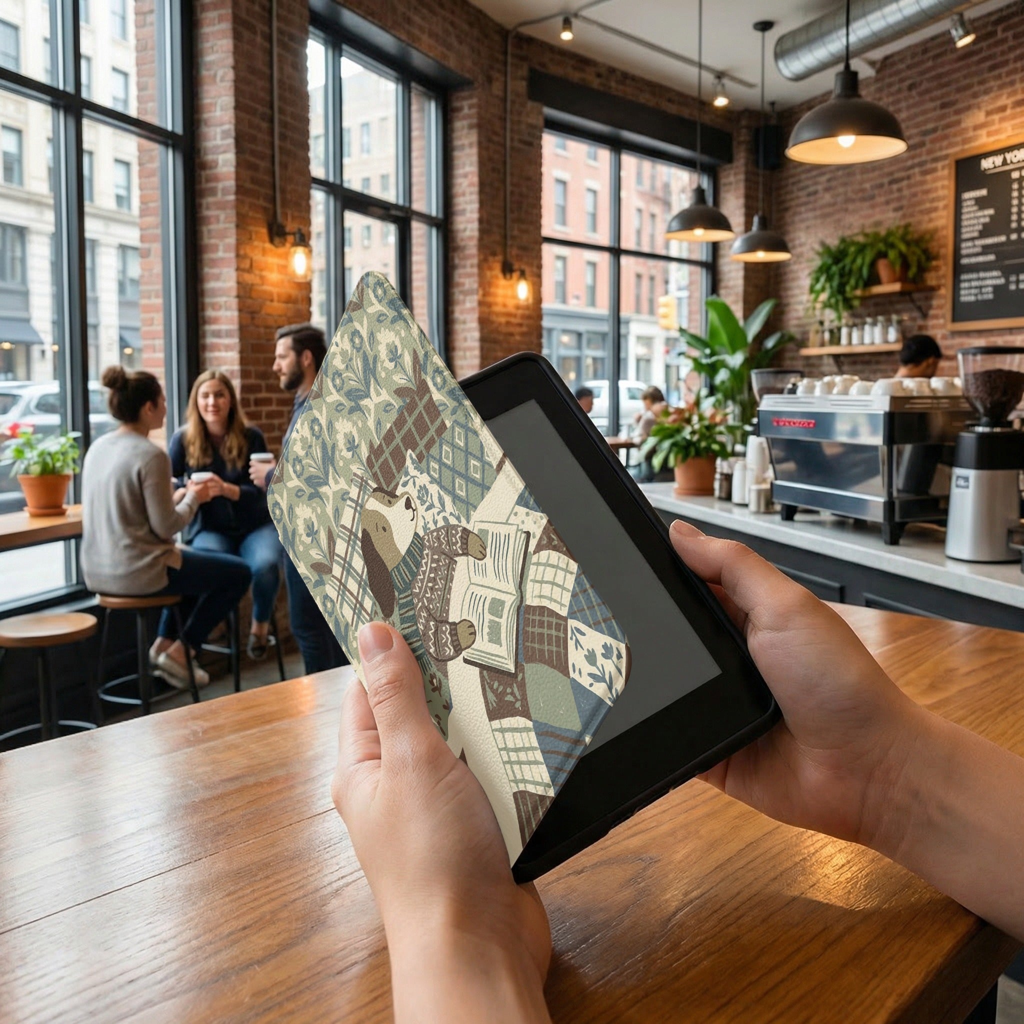 Beagle with Cozy Scarf Reading Kindle Case — Charming Gift for Dog Lovers