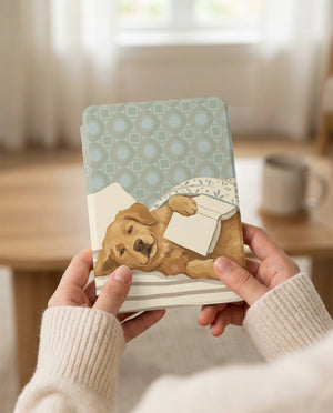 Sleeping Golden Retriever Kindle Case — Fits Paperwhite & Colorsoft — Relaxing Dog Gift