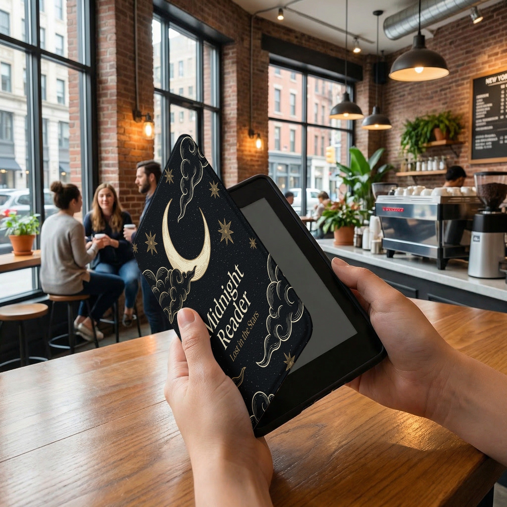 Midnight Reader Kindle Case — Lost in Stars Larger Moon Serene