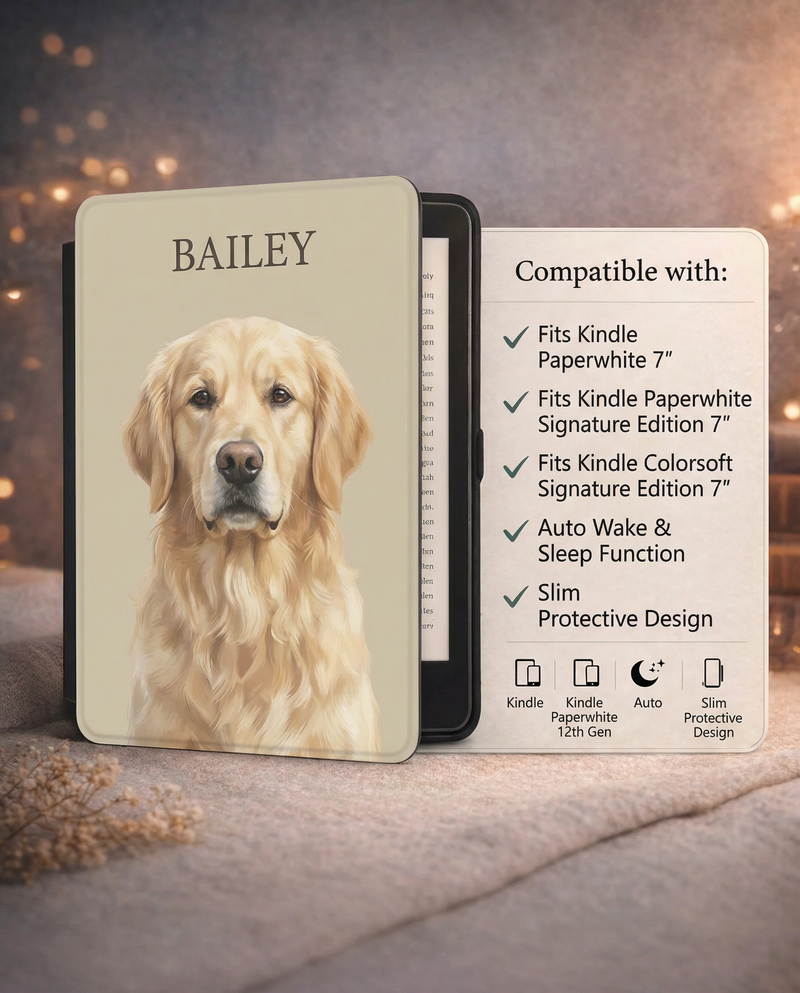 Custom Dog Photo Kindle Case — Minimalist Style Edition