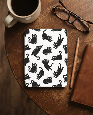 Black Cat Pattern Kindle Case — Cute Cozy Cat Lover Gift