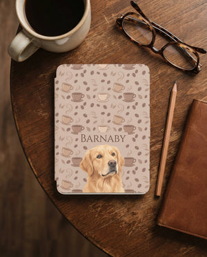 Personalized Pet Portrait Kindle Paperwhite Case - Coffee Beans Pattern