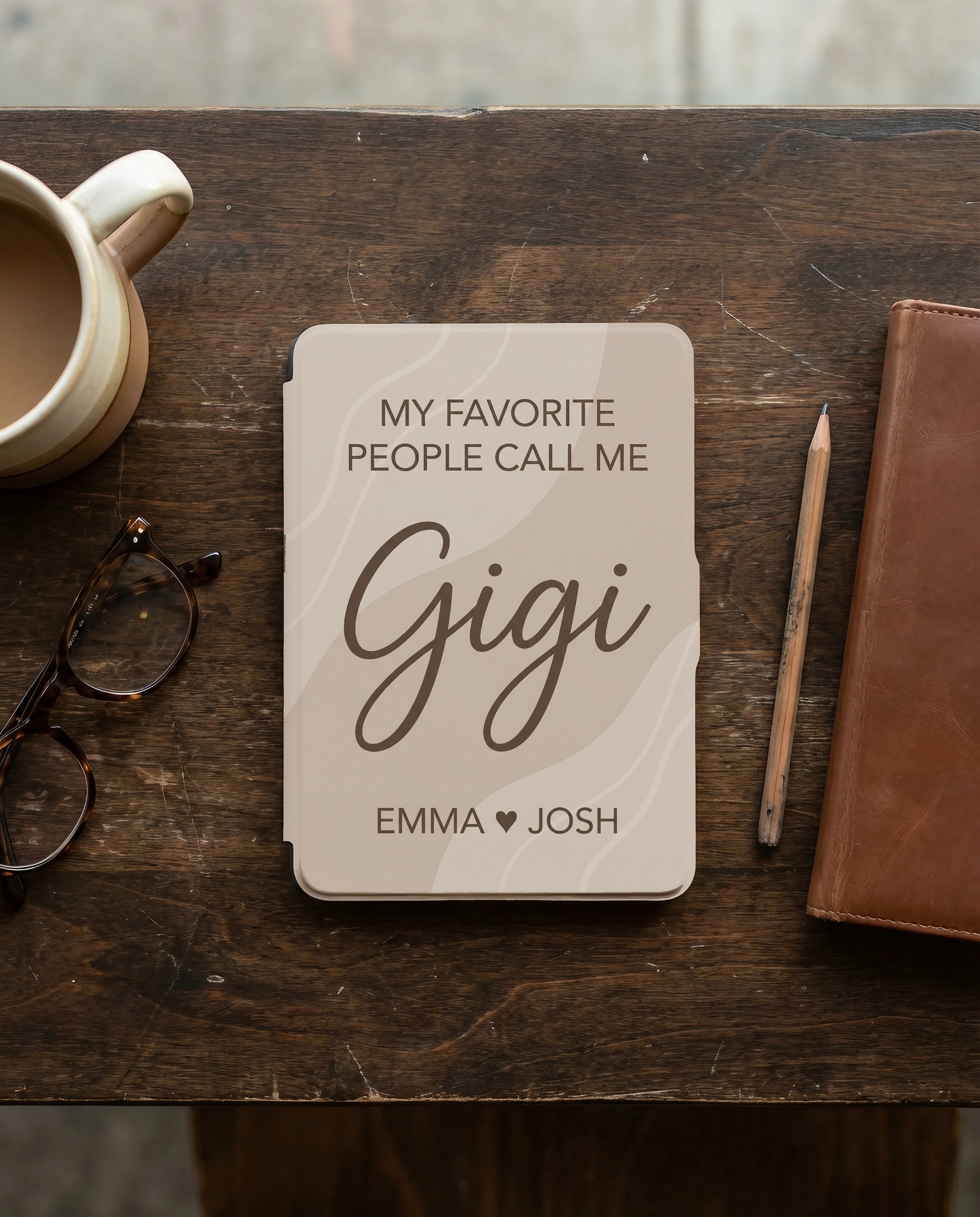 Personalized Gigi Kindle Paperwhite Case — Minimal Design with Grandkids Names