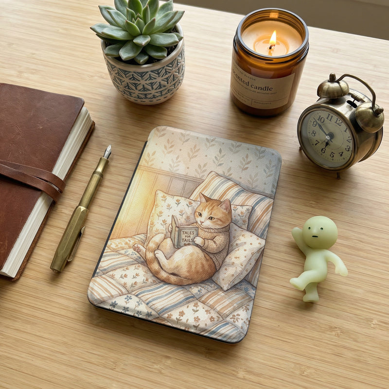 Soft Watercolor Orange Cat Kindle Colorsoft Case — Gift for Cat Lovers