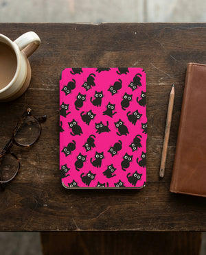 Hot Pink Black Cat Kindle Colorsoft Case — Kawaii Cat Lover Gift