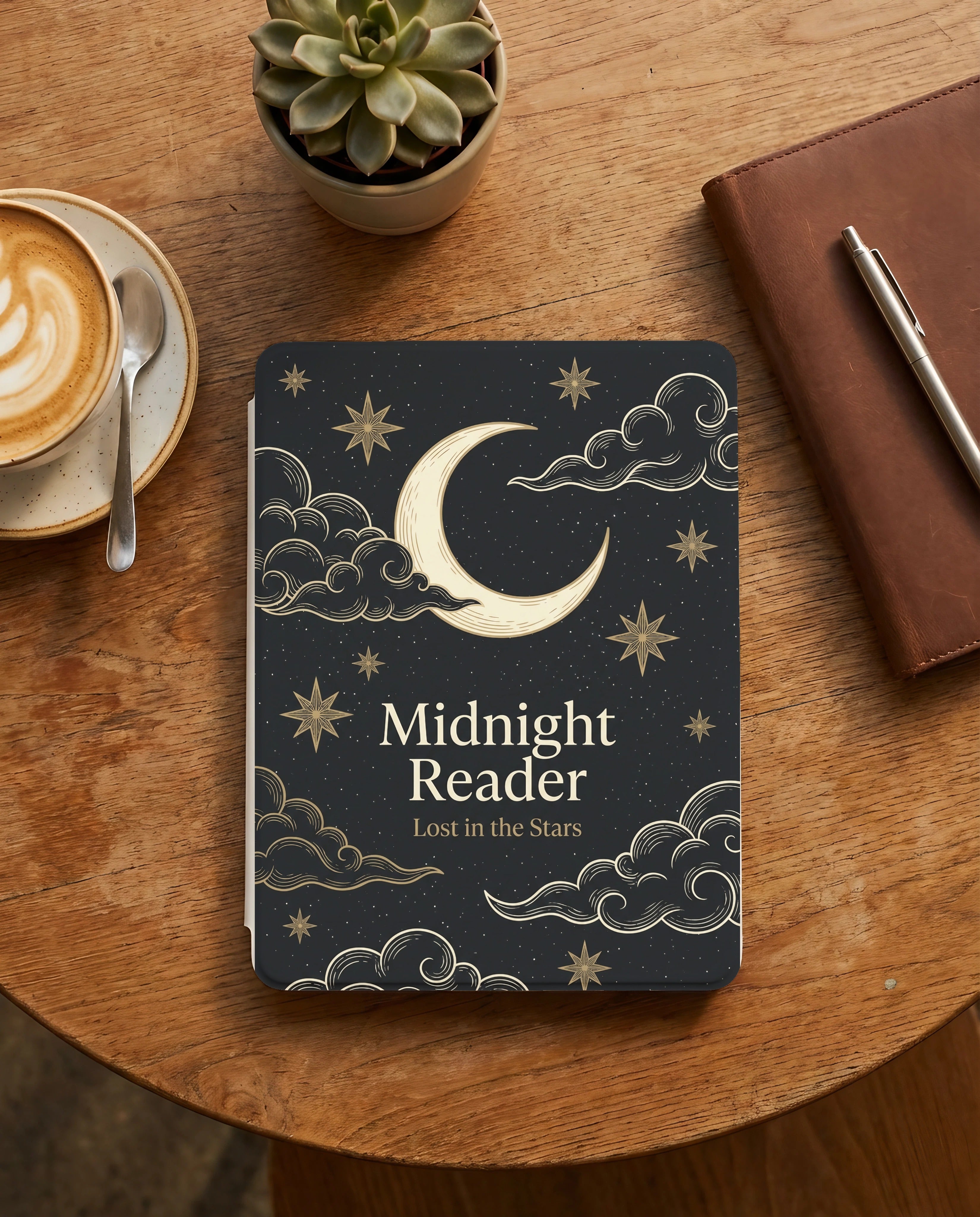Midnight Reader Kindle Case — Lost in Stars Larger Moon Serene