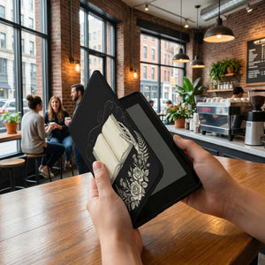 Skeleton Hands Presenting Book Kindle Case — Gothic Book Lover Gift