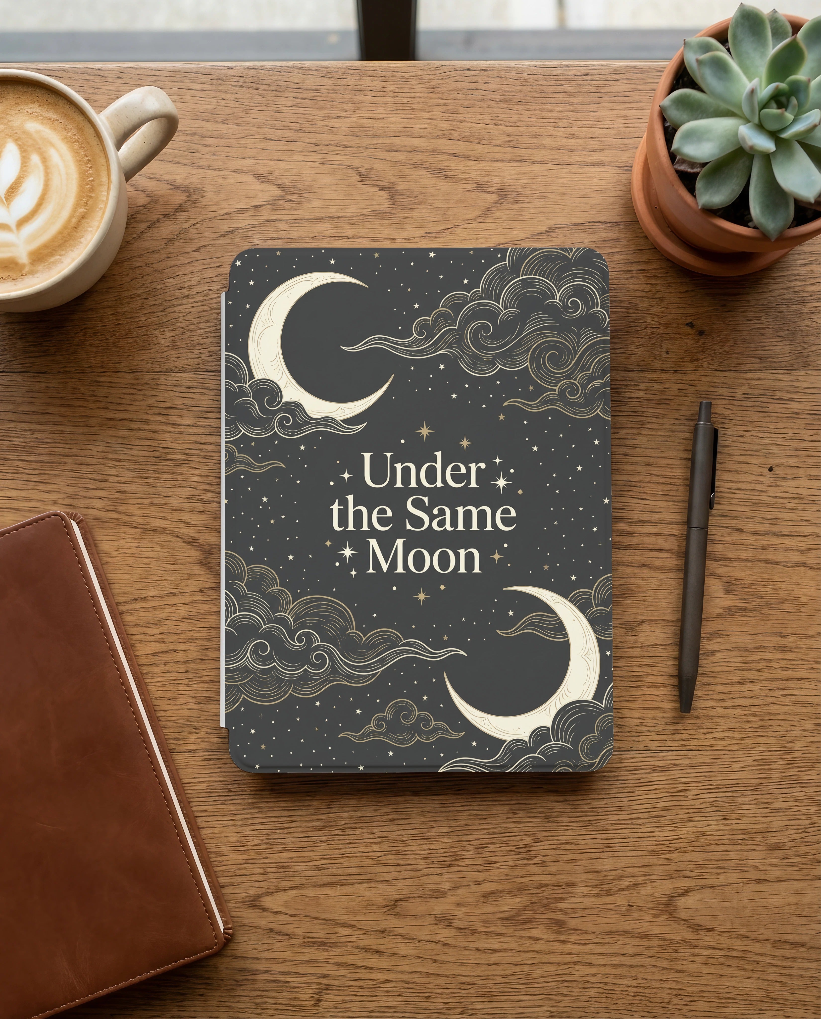 Under the Same Moon Kindle Case — Dual Crescent Romantic