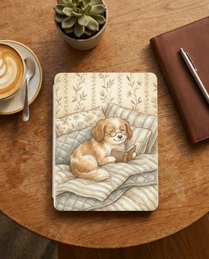 Floral Dog Reading Kindle Case — Fits Paperwhite & Colorsoft — Cozy Gift