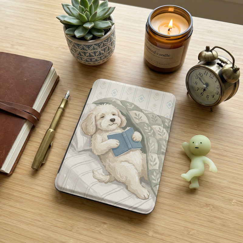 Soft Watercolor Labrador Reading Kindle Paperwhite Case — Cozy Dog Gift