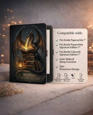 Readers of the Realm Dragon Kindle Case — Fantasy Lover Gift