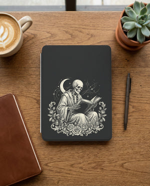 Robed Skeleton Reading Kindle Case — Gothic Book Lover Gift