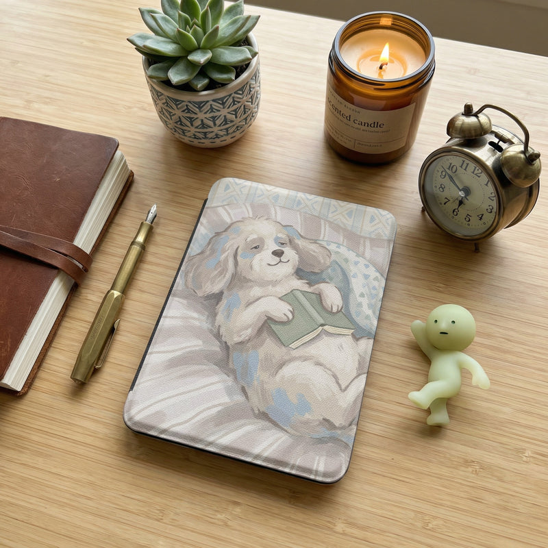Cute Puppy Reading Kindle Case — Fits Paperwhite & Colorsoft — Adorable Dog Lover Gift