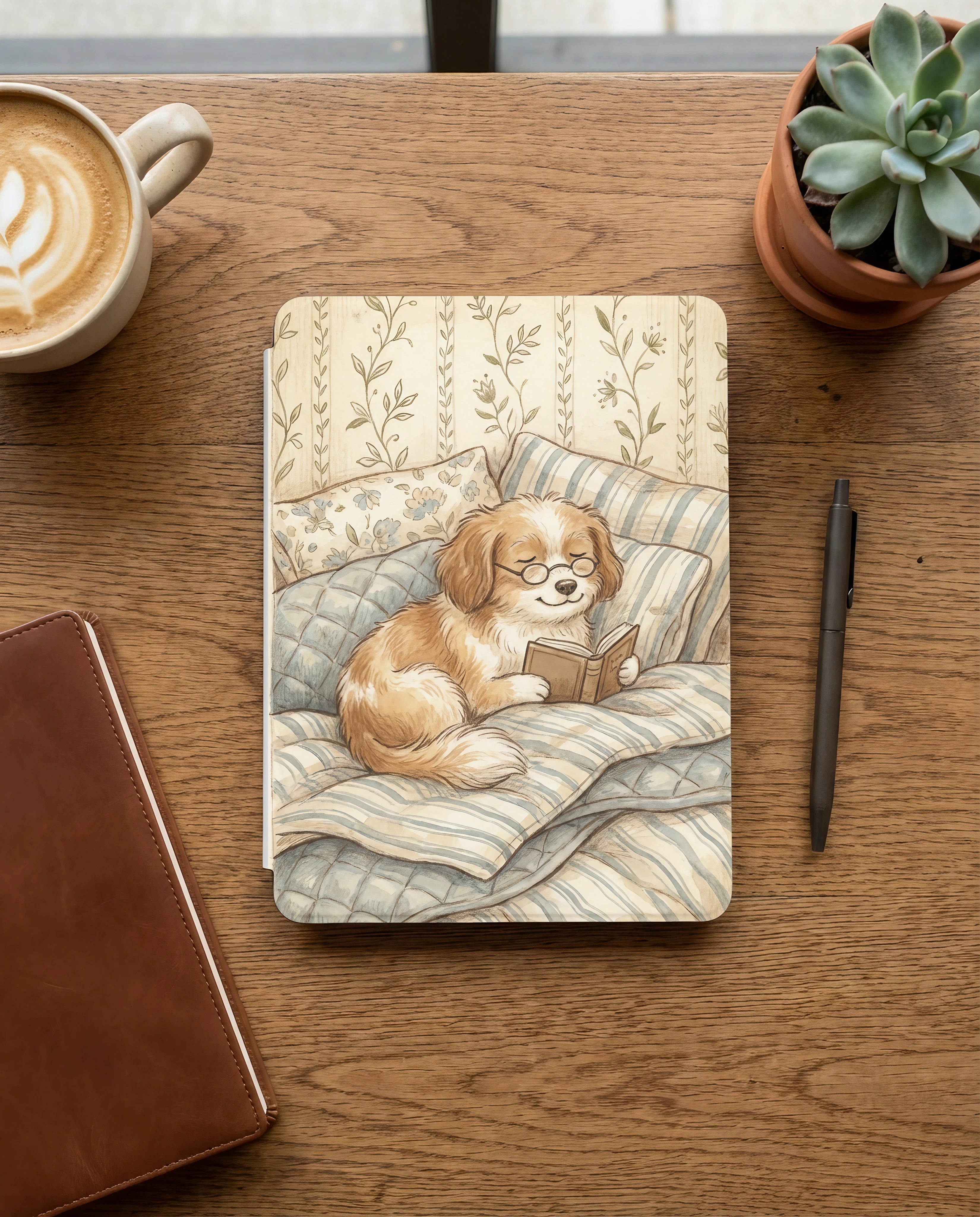 Floral Dog Reading Kindle Case — Fits Paperwhite & Colorsoft — Cozy Gift